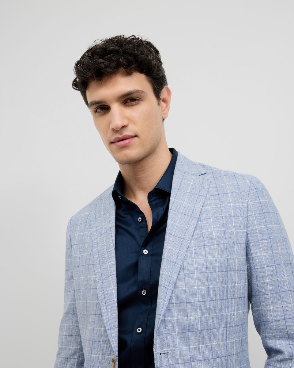 Windowpane Check Tailored Jacket, Blue, hi-res